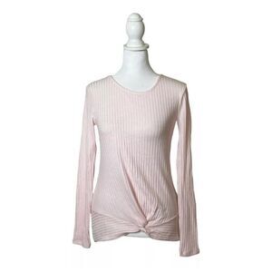 White House Black Market LS Twist Front Long Sleeve Top Primrose Pink NWT XXS